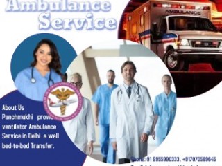 Panchmukhi Road Ambulance Services in Shalimar Bagh, Delhi with CPR Machine Service