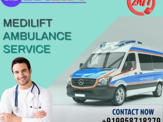 Without Difficulty shifting a patient by Medilift Ambulance Service in Ranchi