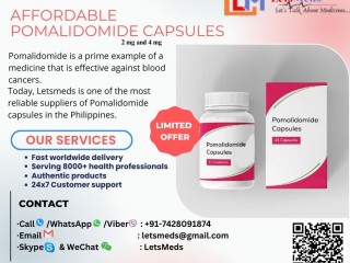 Buy Pomalidomide 2 mg and 4 mg capsules for cancer treatment, at an affordable price from LetsMeds