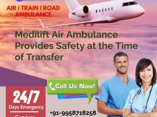 HI-Class CCU Setup Medilift Air Ambulance in Varanasi with All Medical Comfort