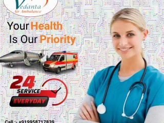 Vedanta Air Ambulance Service in Silchar with Advanced ICU Caring Medical Team