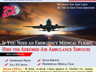 Aeromed Air Ambulance Services in Hyderabad - All the Equipment for Proper Care Is Available