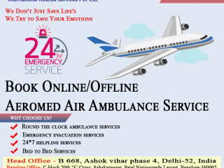 Aeromed Air Ambulance Services in Srinagar - Medical Arrangements with An ICU Bed And Commercial Stretcher