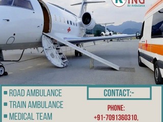 Select Air Ambulance Service in Allahabad by King with Bed to Bed Transfer facility