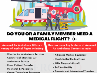 Book Aeromed Air Ambulance Service in Bangalore - Fast, Safe, and Comfortable Patient Transport over Long Distances